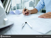 Image of engineer meeting for architectural project. working with partner and engineering tools on workplace vintage tone.